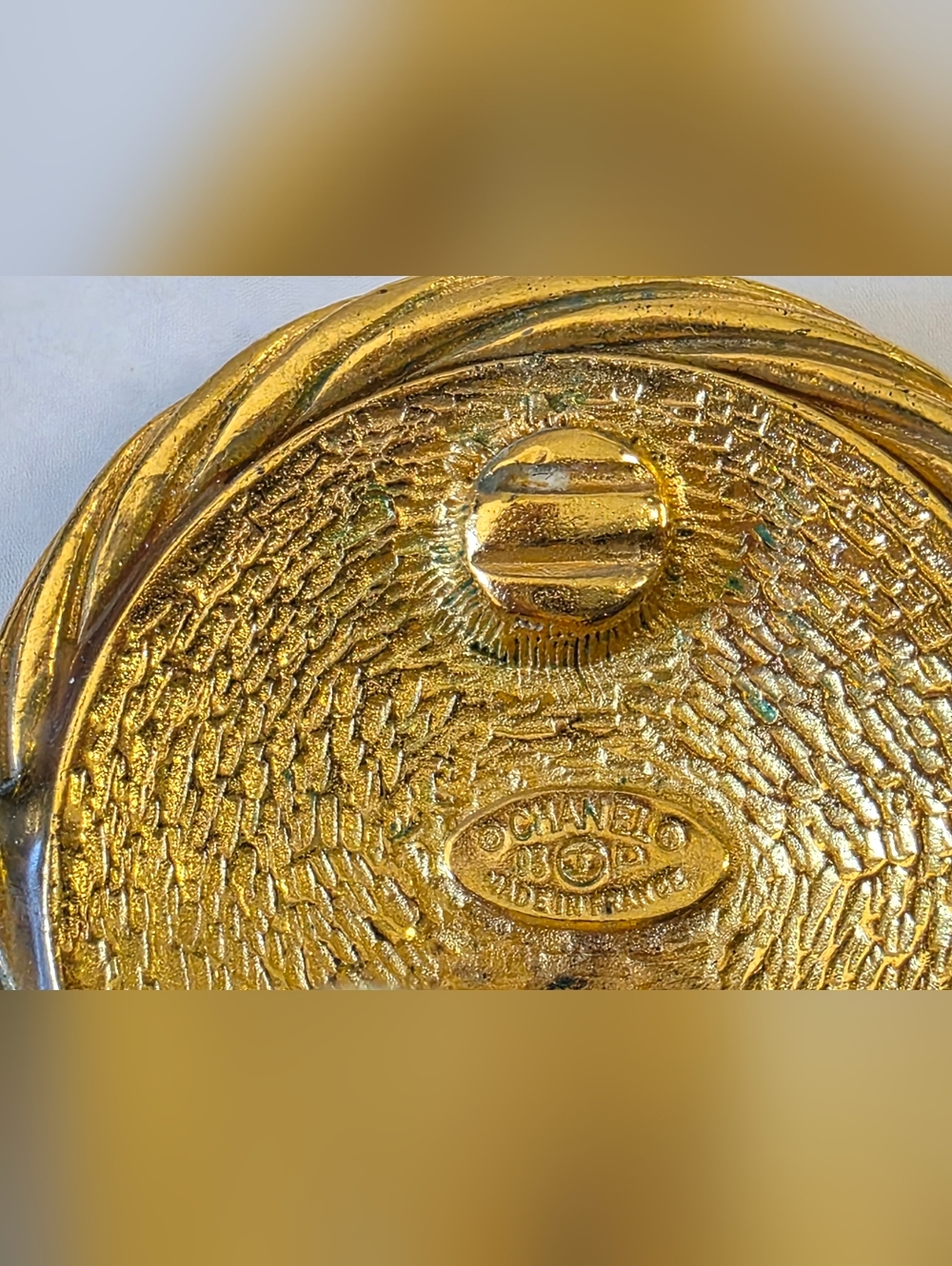 Chanel Vintage Rope Border CC Button Clip On Earrings - Picture 4 of 6